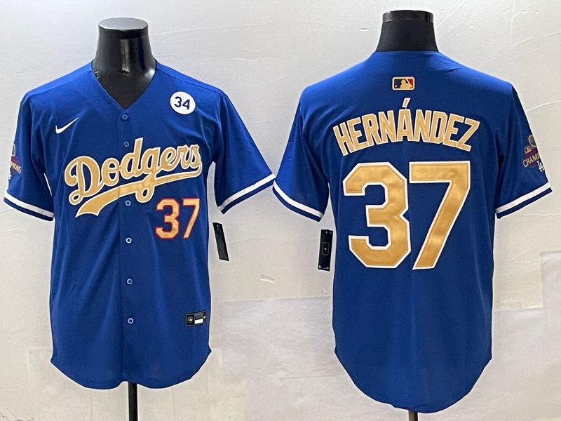 Men Los Angeles Dodgers #37 Hernandez Blue Gold Game Nike 2025 MLB Jersey style 4->los angeles dodgers->MLB Jersey